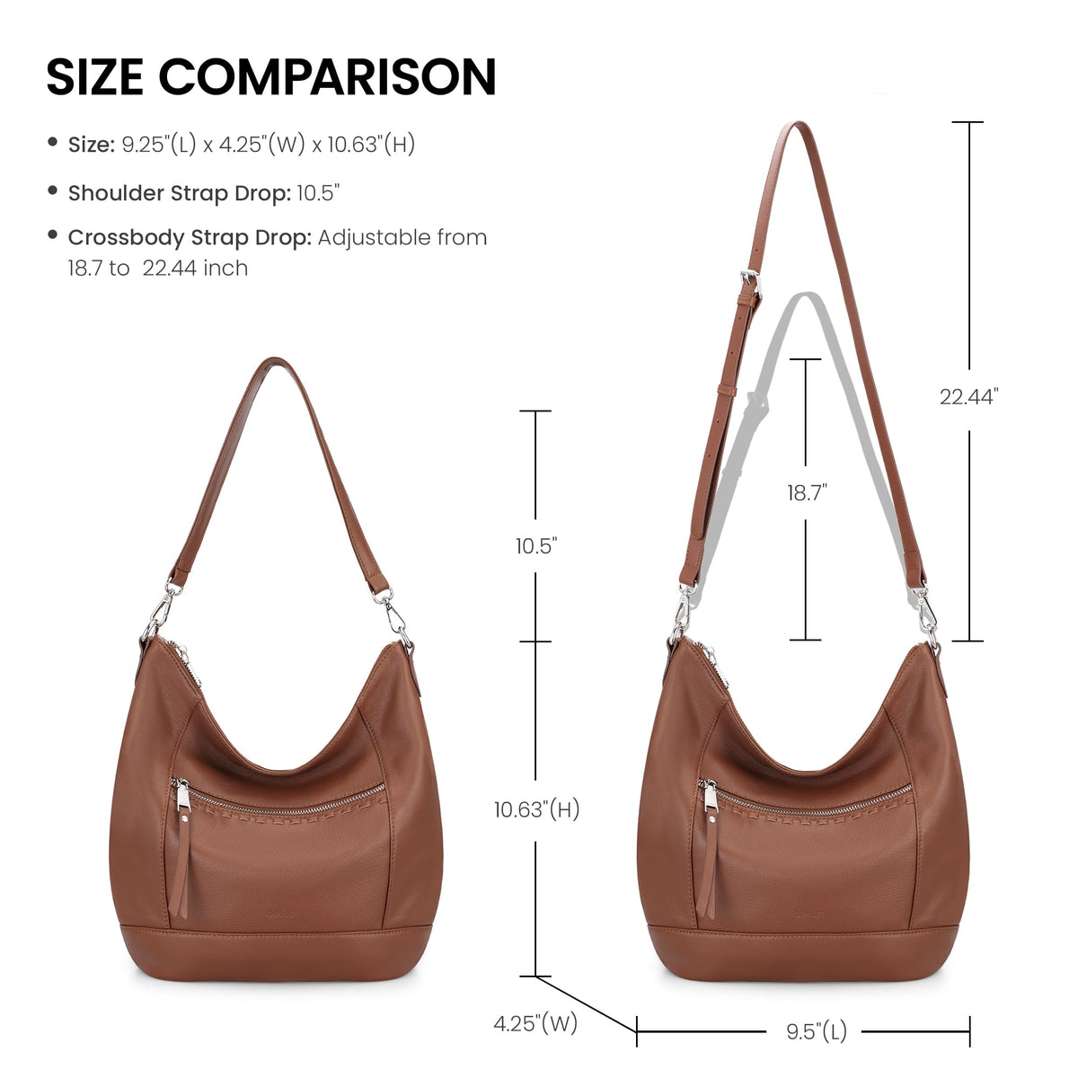 befen Brown Leather Purse for Women Trendy, Crossbody Hobo Purses for Women Soft Genuine Leather Handbags with 2 Removable Straps, Spring Purses 2026
