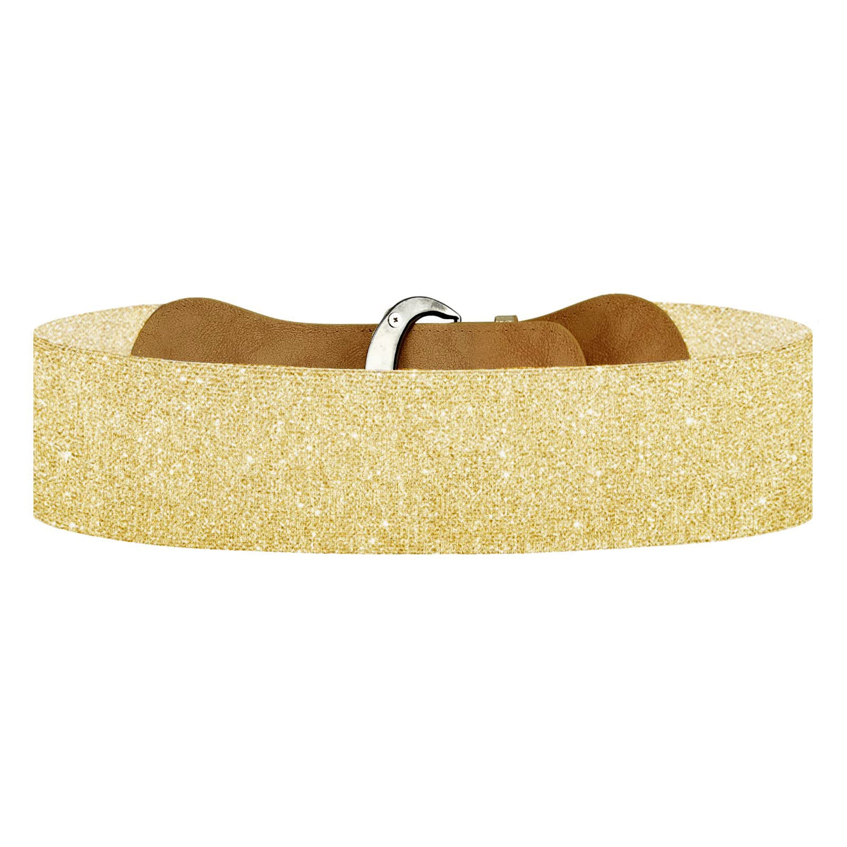 VOCHIC PU Leather Elastic Gold Wide Belt for Women Ladies Dress Stretch Thick Waist Belts