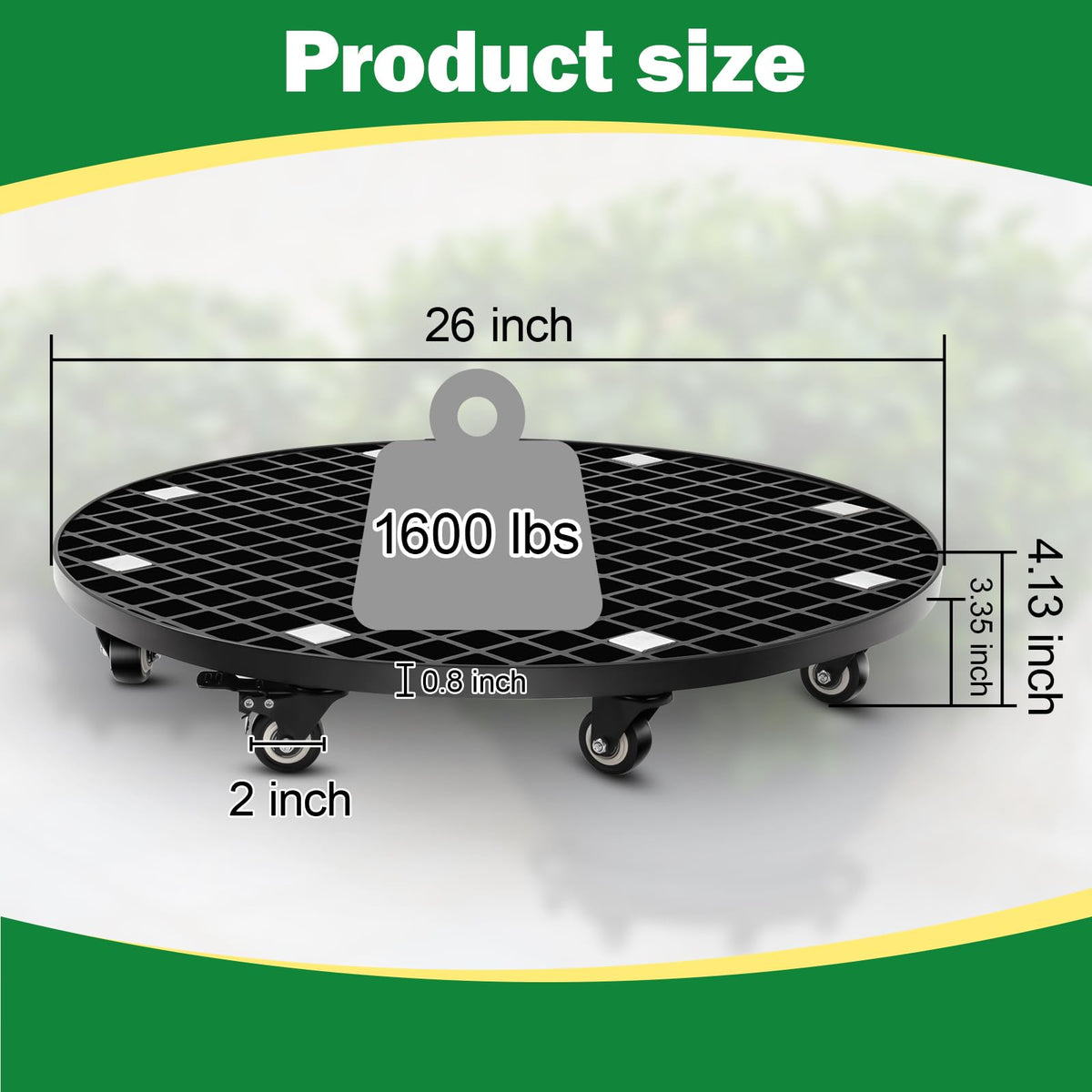 Colingmill Plant Stand Garden Carrier Heavy Duty with Locking Wheels 26 Inch Plant Saucer Roller Dolly Base for Large Potted Fish Tank Trees up to 1600lbs PU Wheels with Brakes Mover Indoor Outdoor