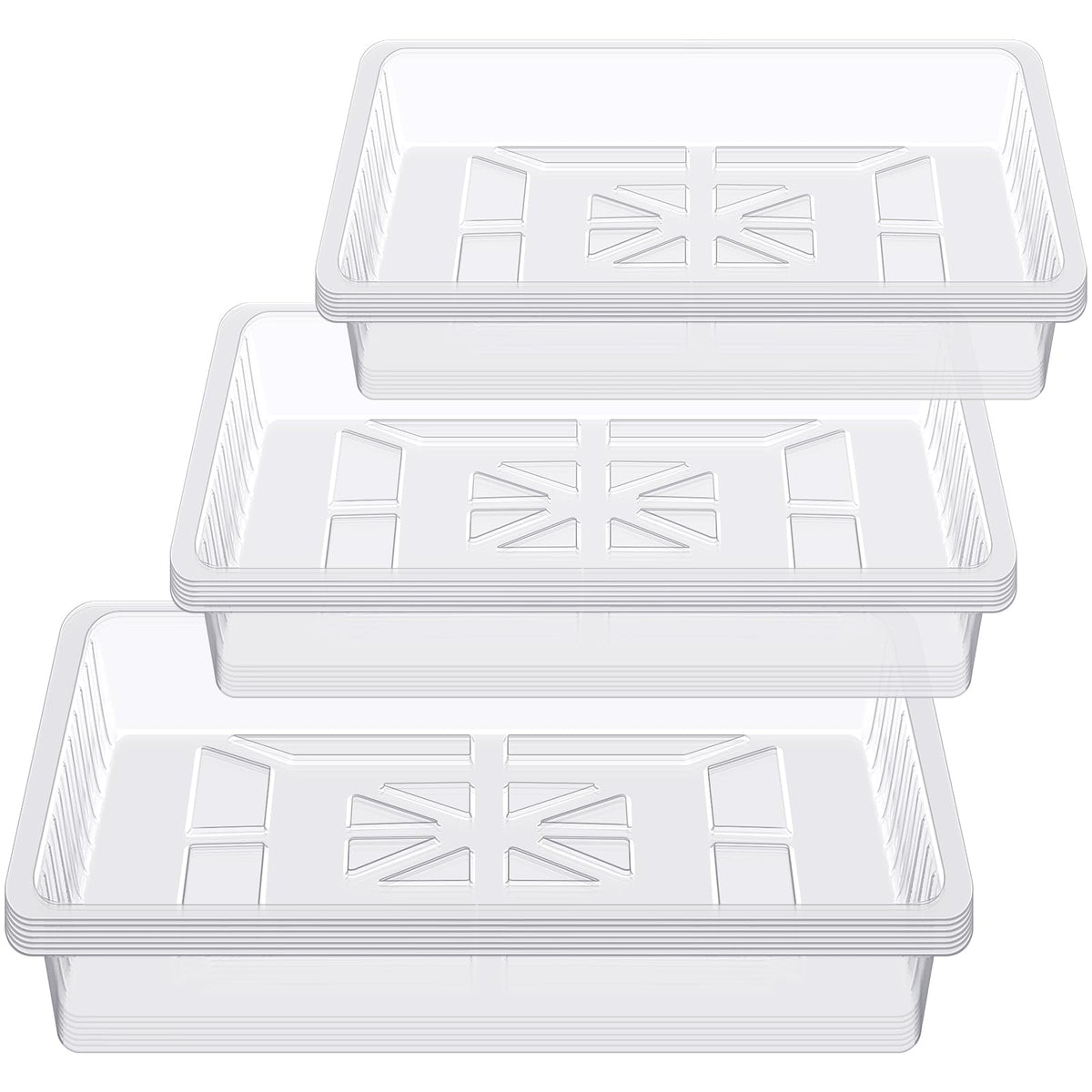 DoubleFill 21 Pieces Plastic Plant Tray Saucer Rectangular 6'' 8'' 10'' Clear Thick Sturdy Square Plant Saucer Drip Trays for Pots Window Sills and Window Shelf Indoor Outdoor Garden