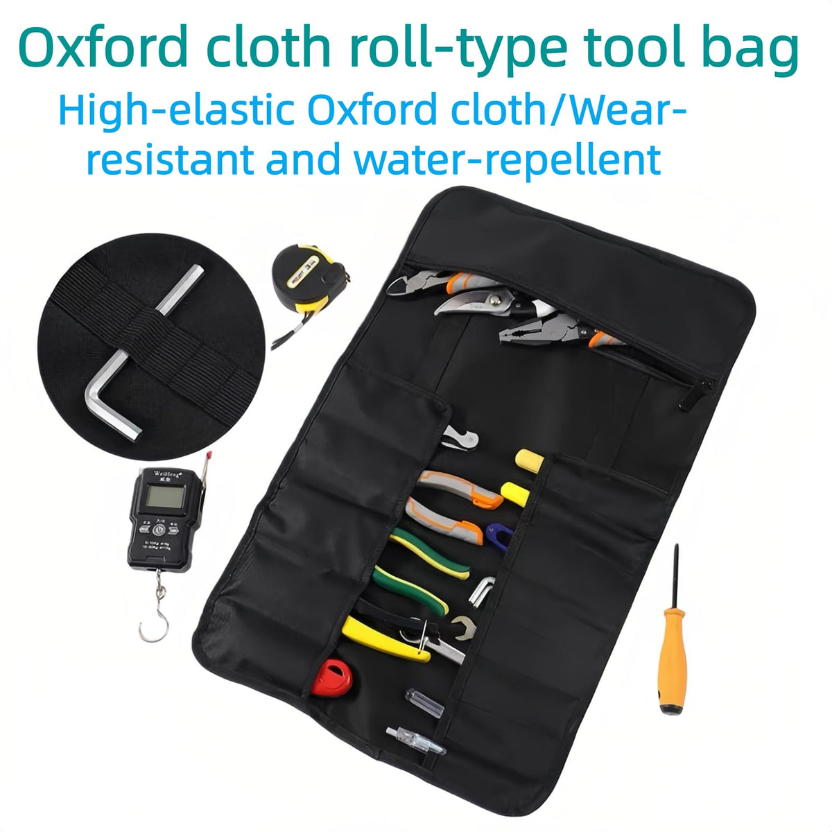 Tool Bag Roll Up, Roll Up Tool Pouch with 22 + 1 Pocket,Waterproof tool roll up bag, Heavy Duty Tool Roll Bag Organizer.