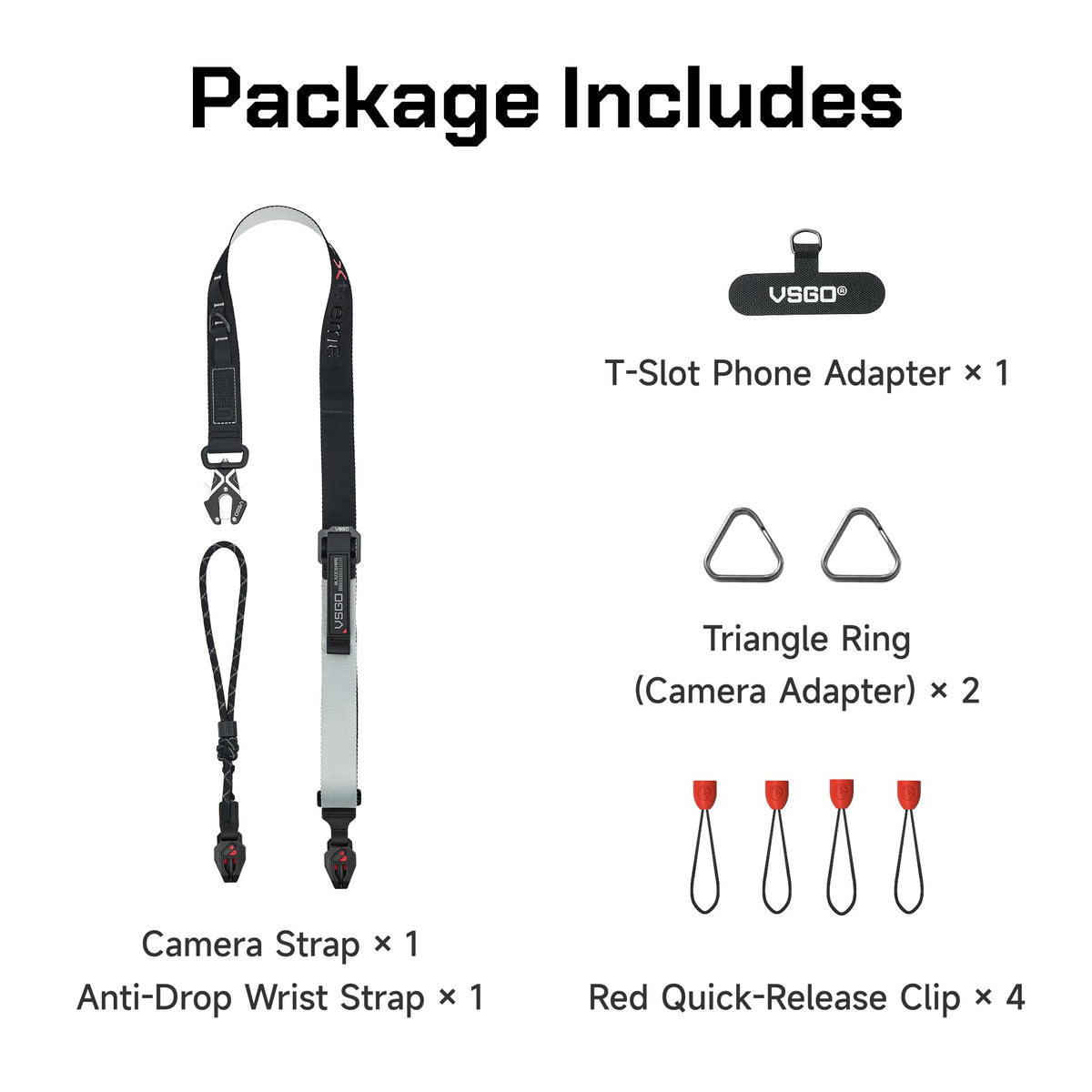 VSGO Black Snipe Urban Camera Strap – Quick Release, Anti-Twist, Comfortable Nylon Sling, Fits DSLR, Mirrorless, Phone & Action Camera, Gray&Black