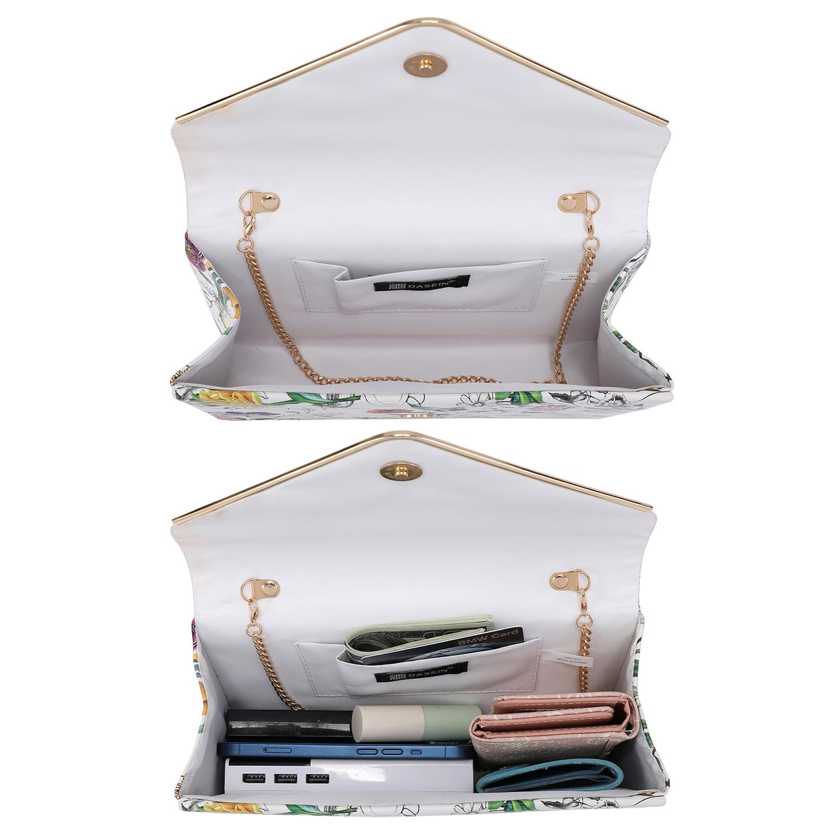 Dasein Women's Evening Clutch Bags Formal Party Clutches Wedding Purses Cocktail Prom Clutches (White Floral)