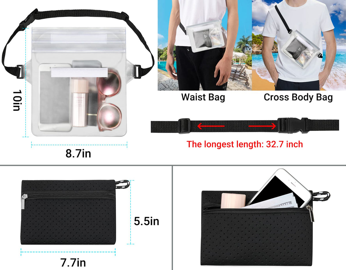 IBFUN Neoprene Bag, Large Multipurpose Beach Bag Upgraded Neoprene Tote Bag with Inner Zipper Pocket for Women/Beach/Pool(Black)
