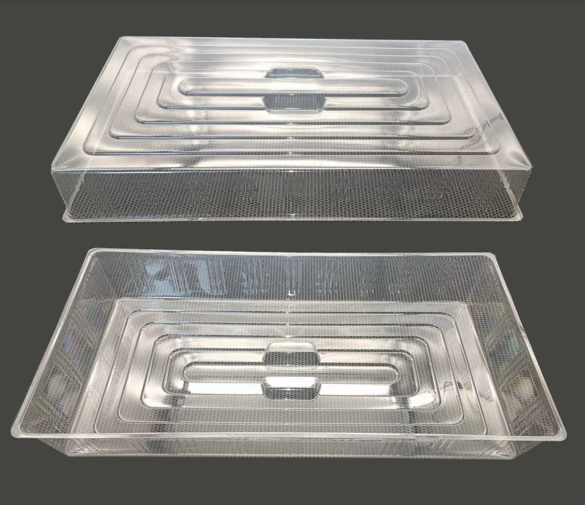 RooTrimmer 10 Pcs Humidity Dome, Plastic Clear Seed Starter Dome 1020 Tray Covers Humidifying and Insulating for Greenhouse Germination and Garden Growing (21.5"×11.5", 3.15" Height, 10-Pack)
