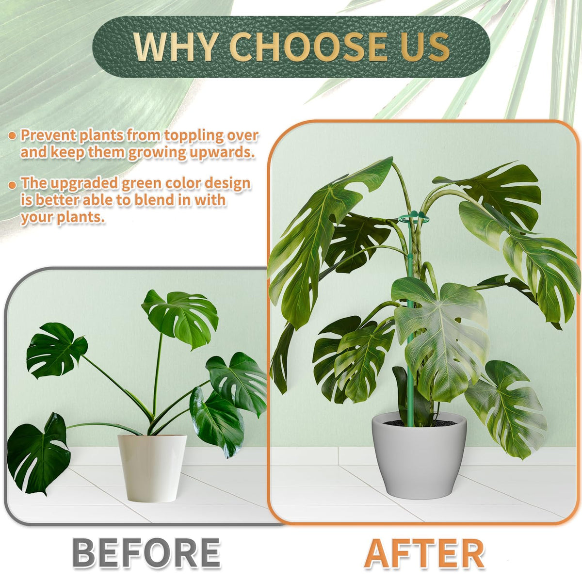 Telescoping Plant Stakes,5Pcs 17.9In to 42.3In Adjustable Monstera Plant Support Orchid Sticks with Clips, Plant Sticks Support Tall for Monstera,Orchids,Tomatoes,Vines & Indoor Outdoor Plants