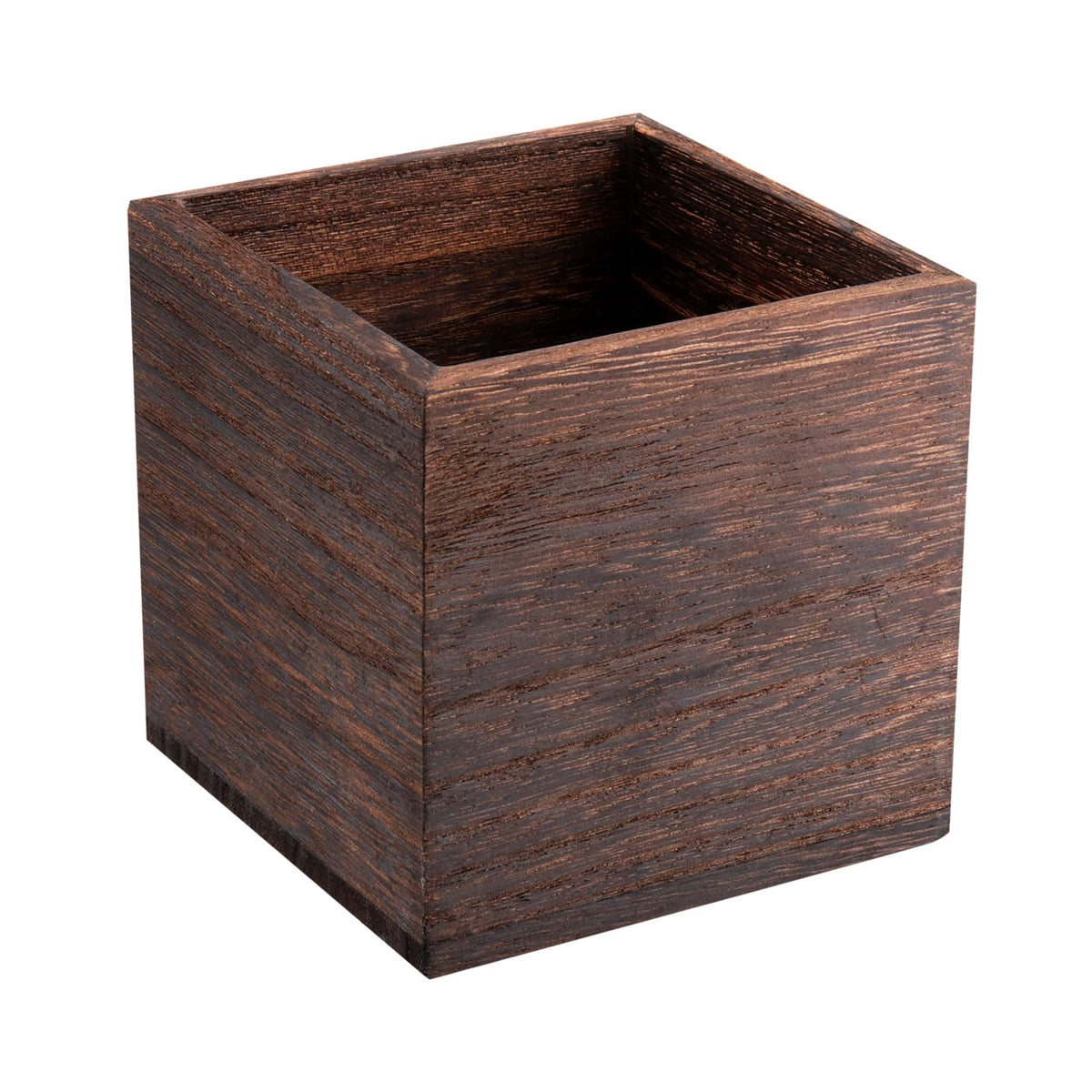 HAKZEON 4 Pack Wooden Planter Box, 4 Inch Square Wood Vase Flower Pots Rustic Cube Planter Box for Wedding Garden Windowsill Home Decor