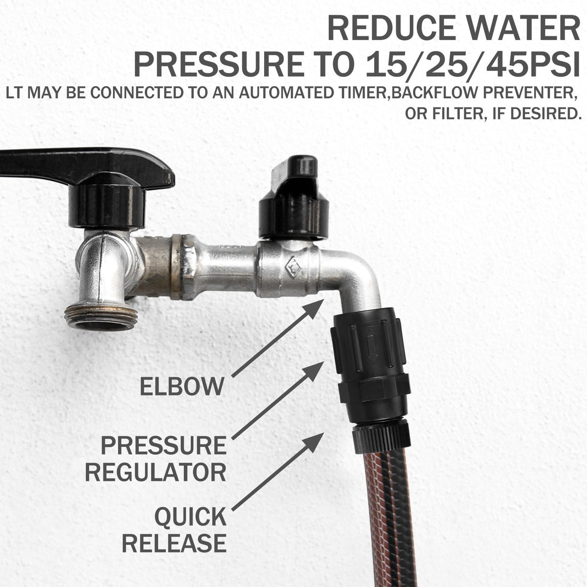 Tondiamo 3 Pcs 15 PSI Drip Irrigation Pressure Regulator, 3/4" Female Hose Thread x 3/4" Male Hose Thread Pressure Reducer Low Flow Valve for Garden Drip Irrigation Parts Emitters System