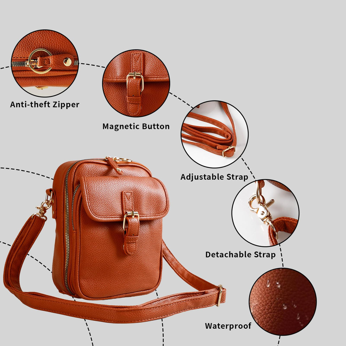 Leather Crossbody Bag for Women - 2025 Vintage Anti-Theft Messenger Bag with Double Layer Large Capacity, Built-in Purse Card Slots,Retro Faux Leather Shoulder Sling Bag for Travel (Black, Large)