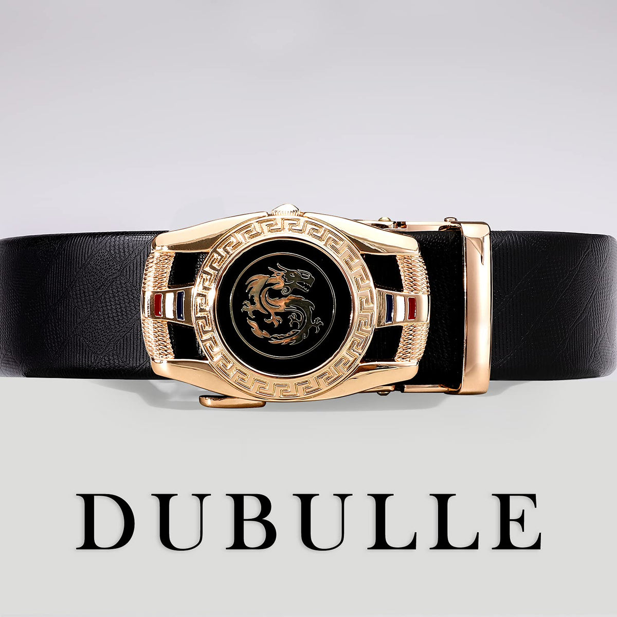 Dubulle Ratchet Belt Gold Dragon Sign Fashion Automatic Buckle Adjustable sliding Ratchet Strap Business Wedding Trim to Fit