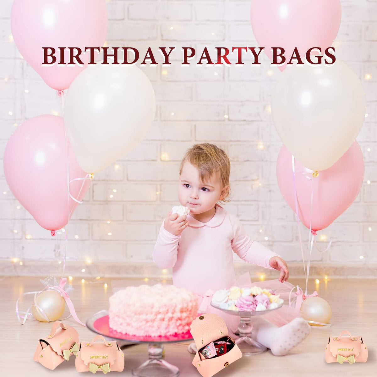 Dandat 24 Pcs PU Leather Bowknot Gift Boxes 5x3 Inch Reusable Candy Favor Bags with Handles, Elegant Mini Handbag Purse for Wedding, Birthday, Party Favors(Pink)