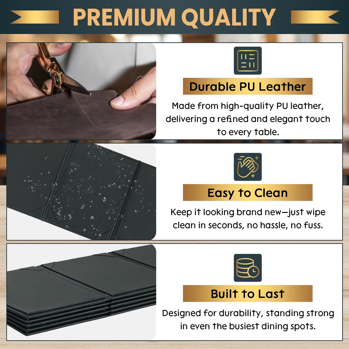 AMGSH 20 Pack 5" × 7" Table Tent Menu Covers, Leatherette PU Leather 3-Side Triangle Picture Frames with Angled Corners, Triangle Menu Holders for Restaurant Coffee Cafe Bar Drink Dessert