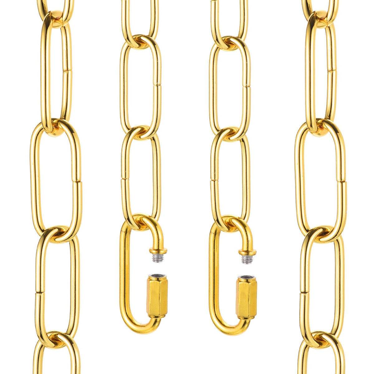 uxcell 6ft Lighting Hanging Chain, 3mm/0.12" Looping Metal Pendant Chandelier Chain Extension with 2 Quick Link Lock for Hanging Plant Pendant Chandelier Light Fixture, Gold Yellow