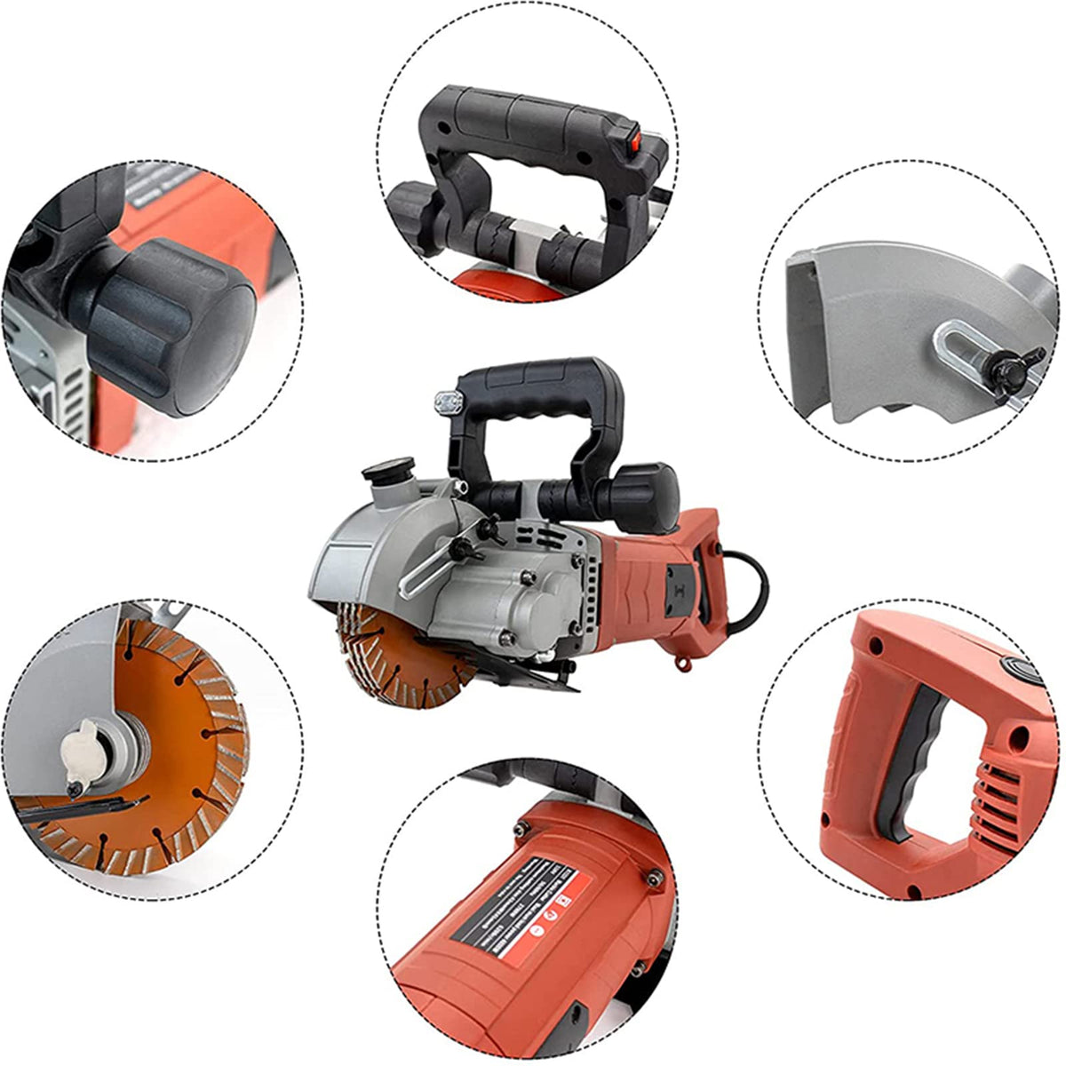 VICSEC 110V Electric Wall Chaser Groove Cutting Machine with Laser Guide Dust-Resistant Design Includes 5 5-Inch (133mm) Blades for Cutting Grooves in Brick Concrete Marble & Granite
