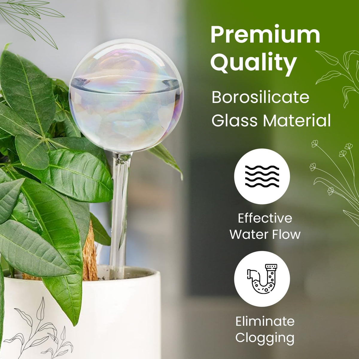 Iridescent Self Watering Globes, Glass Rainbow Plant Watering Globes, Self Watering Planter Insert, Automatic Plant Waterer Indoor (Large-4 Pcs Iridescent, Large)