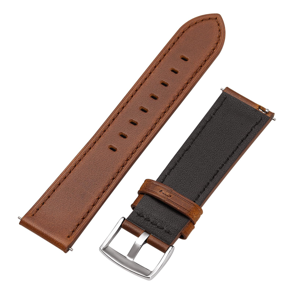 Afany Leather Watch Band 20mm, Quick Release Replacement Watch Strap, Brown for Men Women