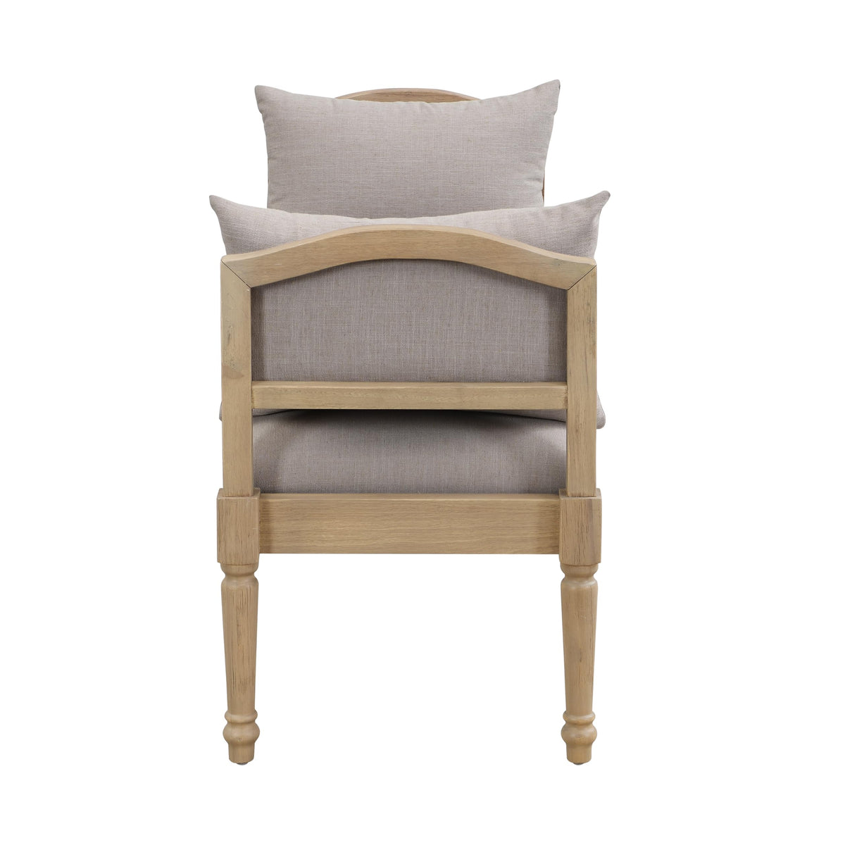 Christopher Knight Home Upholstered Bench with Turned Wood Legs and Side Cushions, Farmhouse Accent Bench, Solid Wood Frame Entryway End of Bed Bench, Greige Cushion and Finish