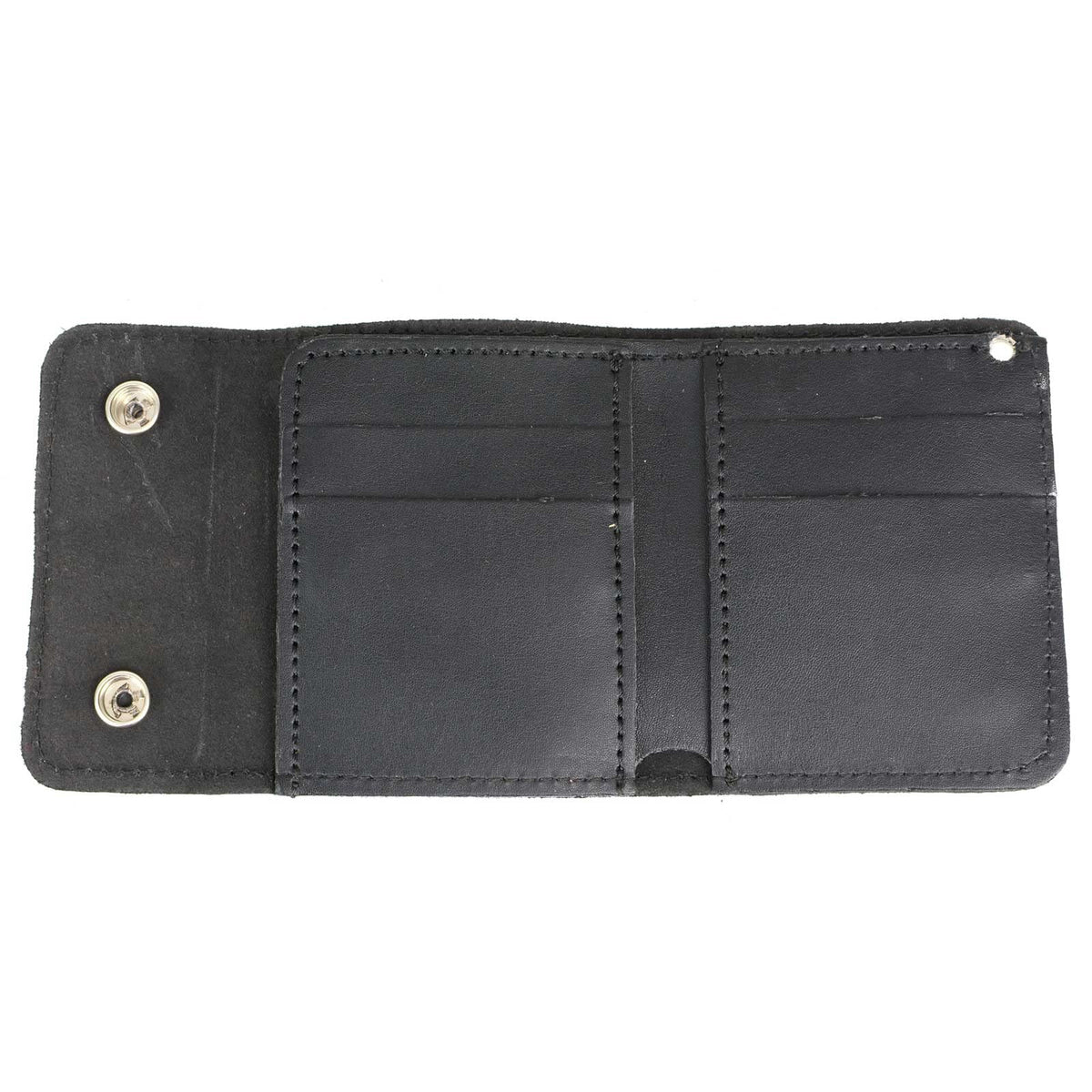 Milwaukee Leather MLW7821 Men's 4” Leather Biker Tri-Fold Wallet w/Buffalo Nickel Snaps Wallet w/Anti-Theft Stainless Steel Chain - One Size