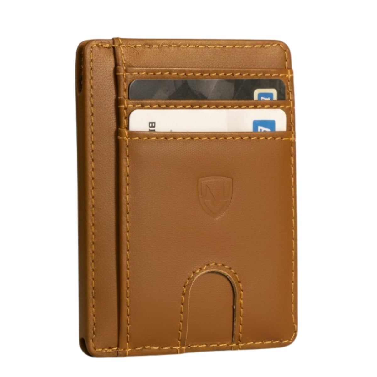 Mordano Leather Wallet Card Holder | RFID Blocking Protection Slim Minimalist Wallet For Men And Women | Front Pocket Thin Credit Card Holder | Genuine Leather Small Wallet (Brown)