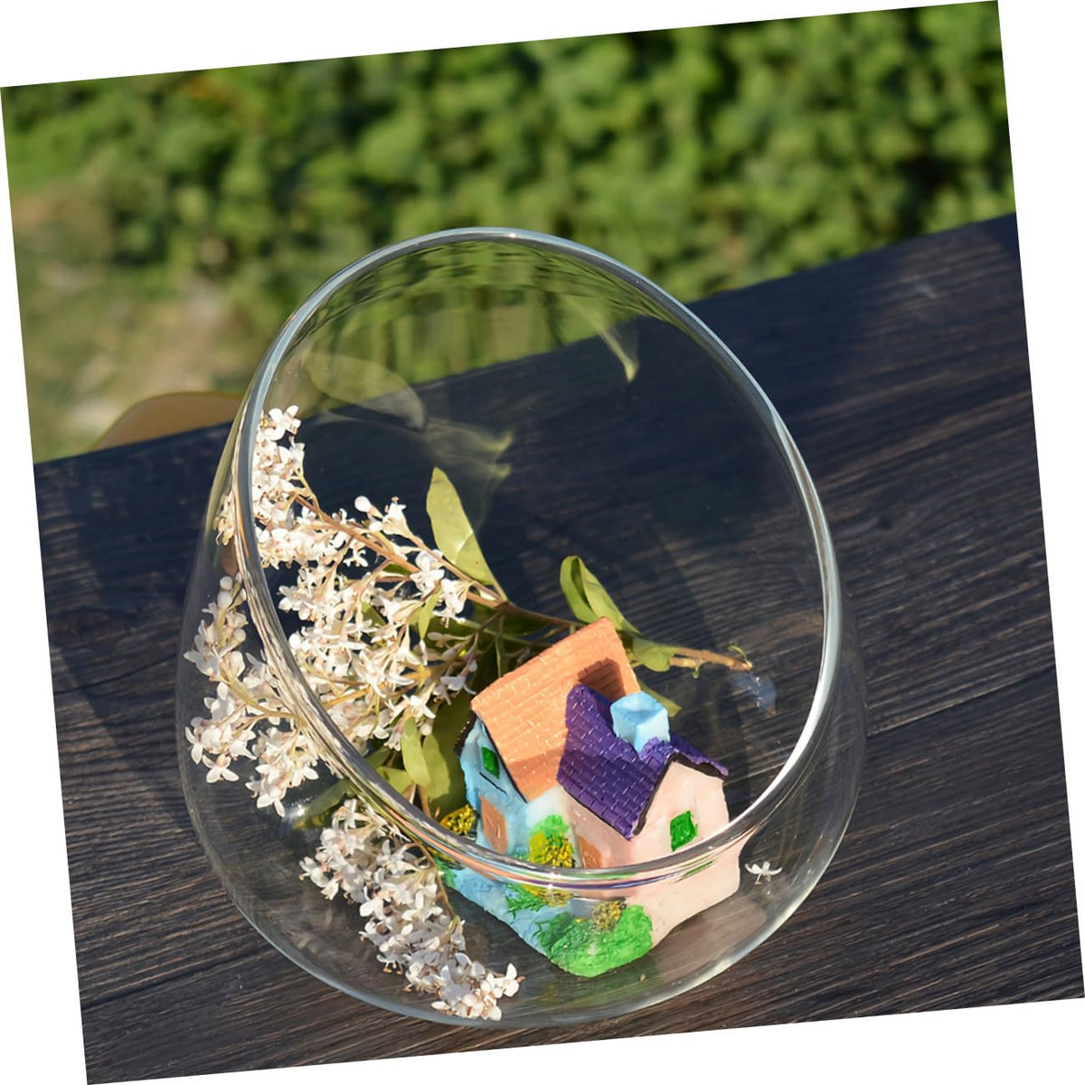 Yardwe Slant Cut Glass Bottle Terrarium 3pcs Set, Micro Landscape Glass Plant Container for Succulent Display and Ecological Desktop Decoration