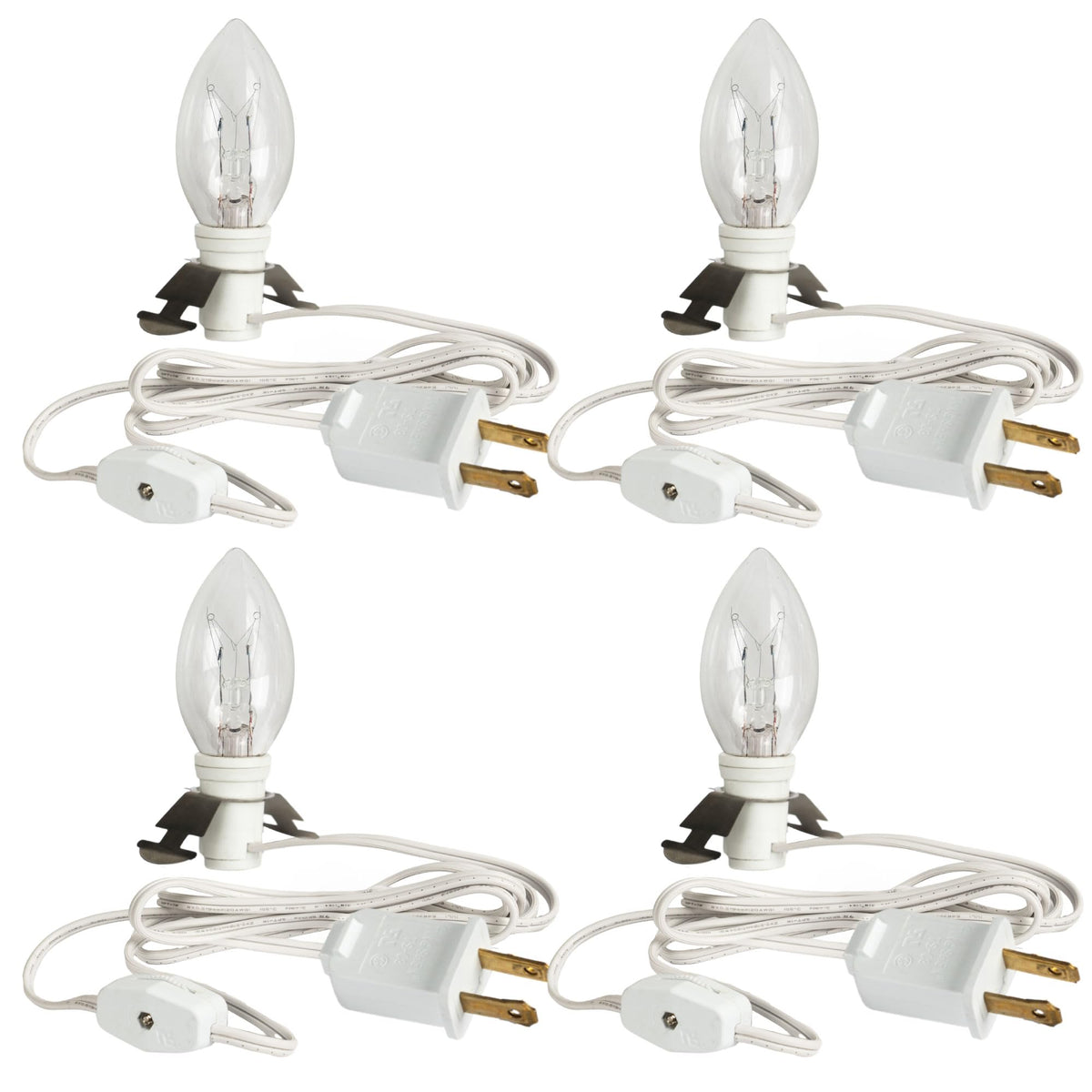 Dazzle Bright 4 Pack Accessory Cord with E12 Socket, Warm White Incandescent Bulbs, Model 31001A-09