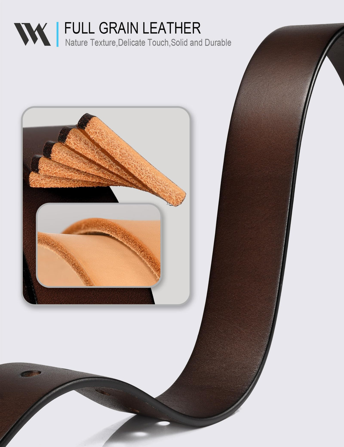 WOLFANT 1.5" Top Full Grain Leather Belt for Men in Gift Box,100% Italian Real Solid Leather