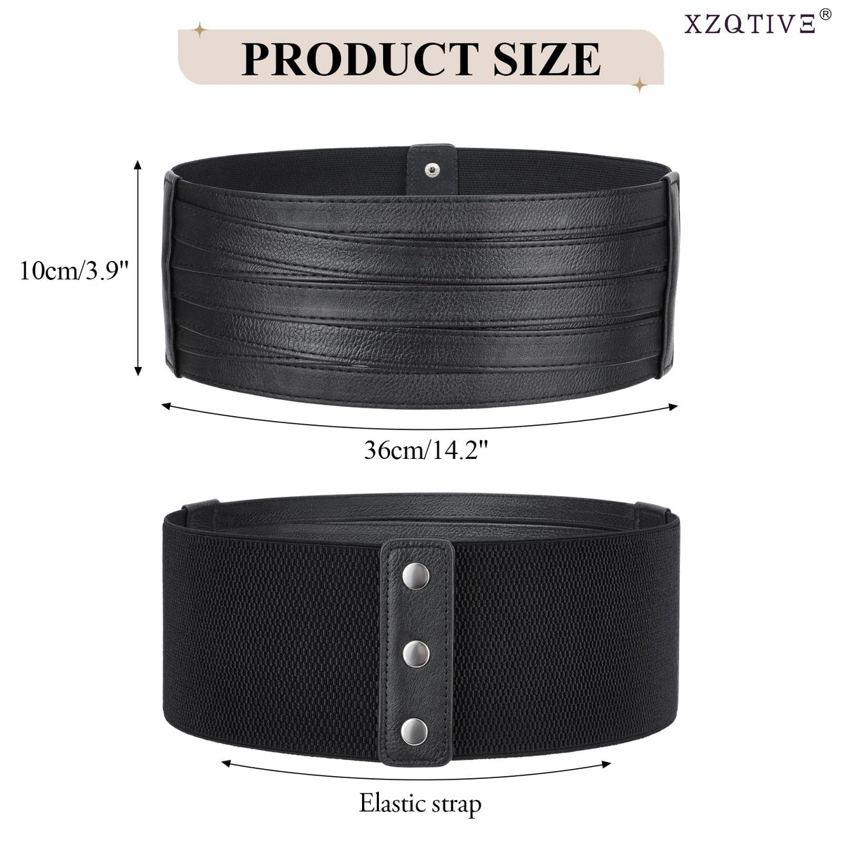 XZQTIVE Wide Elastic Belts for Women Dresses Black Waist Corset Belt for Women Fashion Wide Stretchy Belts, Black, 70cm