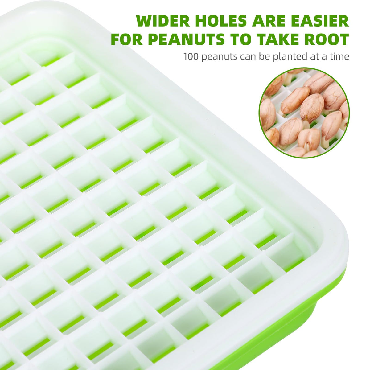 DOITOOL Peanut Sprouts Hydroponic Box 3Pcs Nursery Trays with Lid 6.69X6.69X6.10In Soil-Free Seed Germination Tray for Indoor Gardening and Home Plant Propagation
