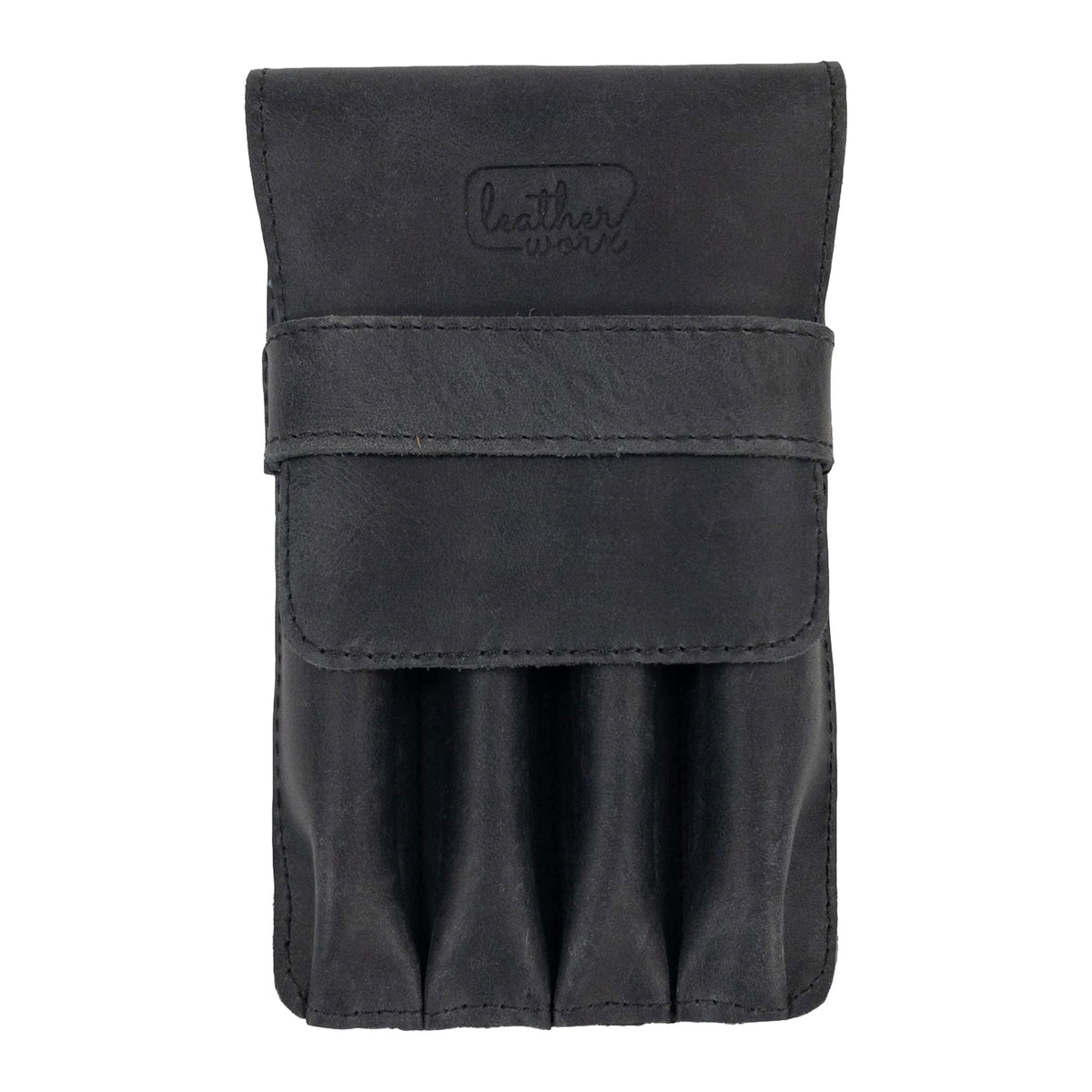 Leather Worx, Pen Holder, Pencil Case, Minimalist Style Holder, Classic Storage, Full Grain Leather, Handmade, Charcoal Black