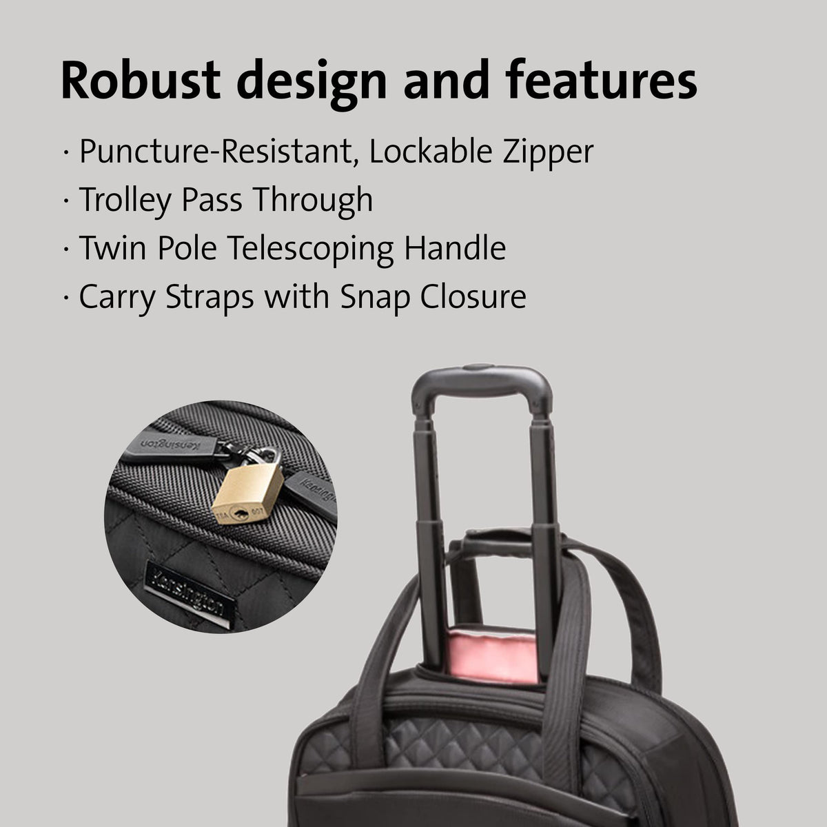 Kensington Contour 2.0 Laptop Rolling Bag, Briefcase, Laptop Spinner, Laptop Roller Bag wheeled,15.6”, Water Resistant, Black (K60380WW)