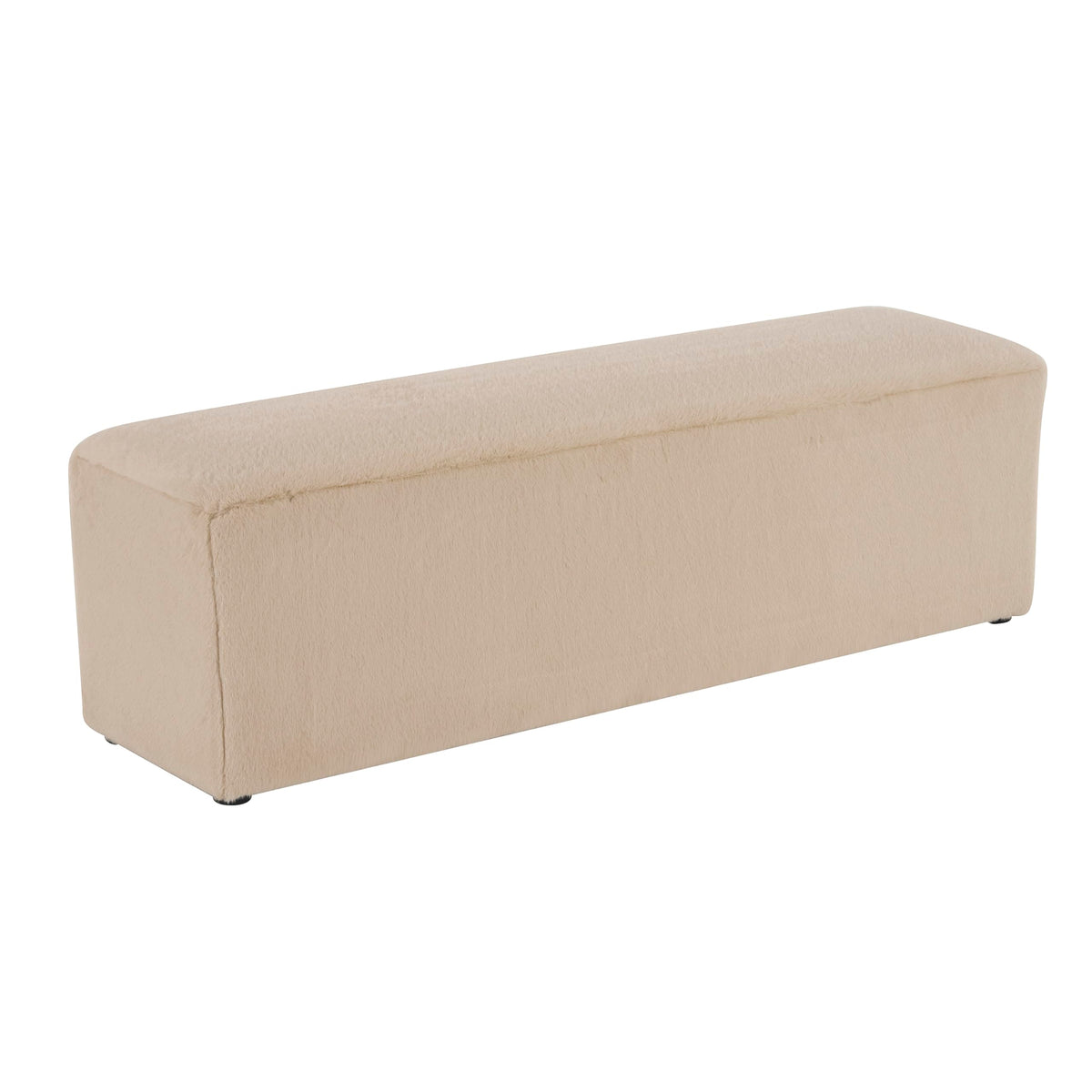 Christopher Knight Home Deni Modern Plush Fabric Ottoman Bench, Living Room Long Ottoman Foot Rest, Bedroom End of Bed Bench with Wooden Frame, Rectangular Ottoman Coffee Table, Almond Beige