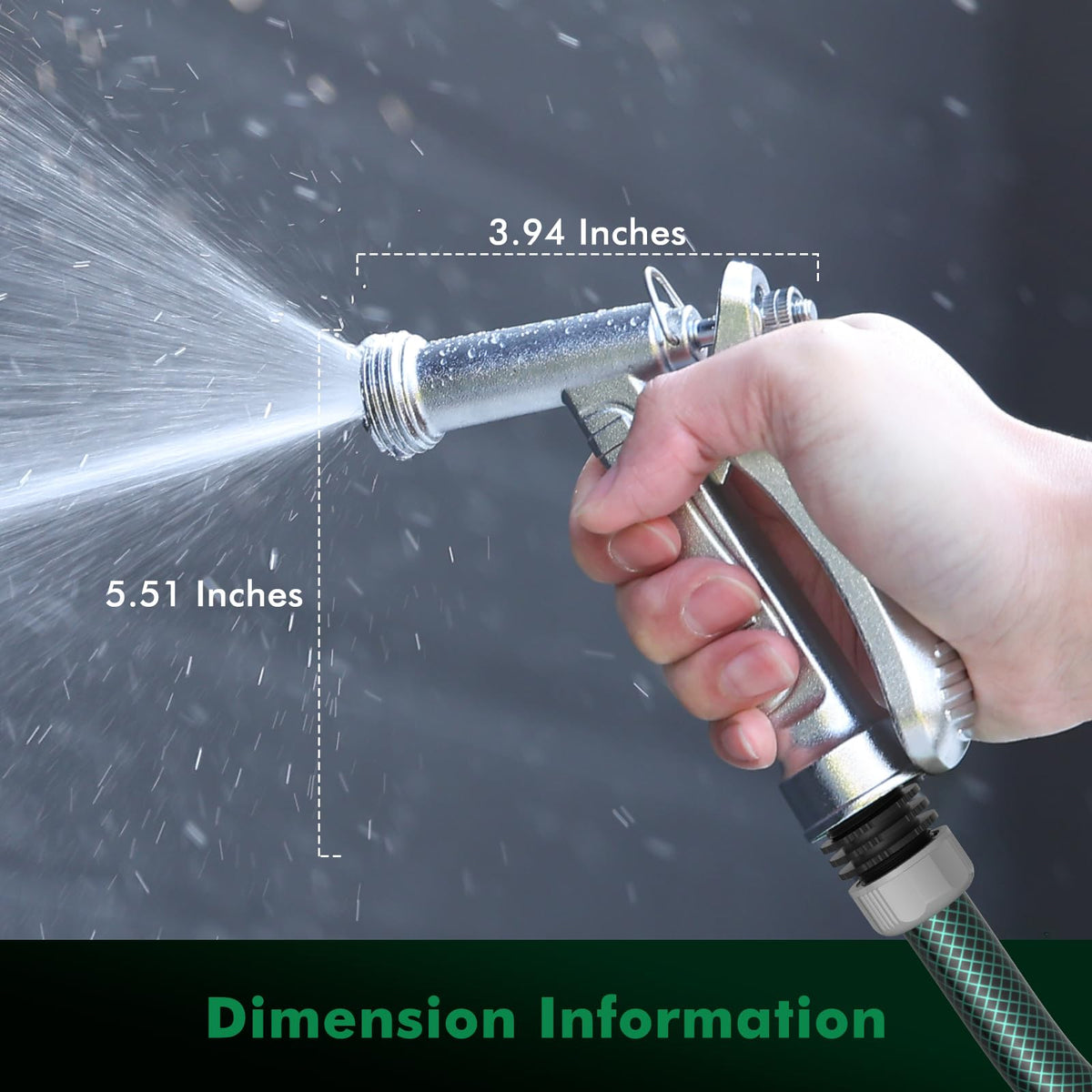 RESTMO 100% Metal Garden Hose Nozzle, 5X Lifespan Rust-Proof Chrome Plated, Heavy Duty Zinc Alloy Pistol Grip with Threaded Front, High Pressure Hose Sprayer Nozzle for Car Washing, Plant Watering
