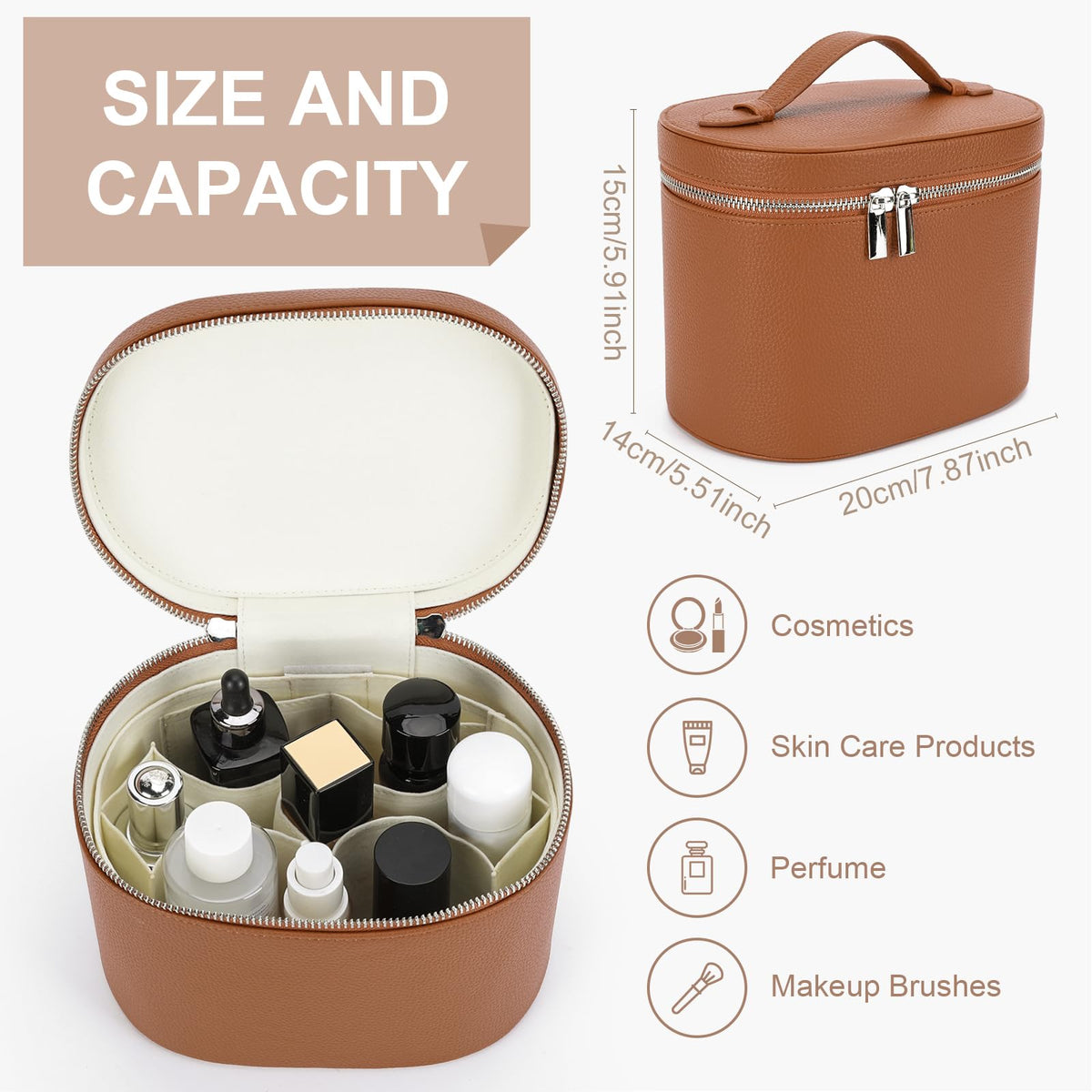 YFGBCX Makeup Bag Vanity Case with Removable Divider Travel Toiletry Bag Portable Cosmetic Bag Makeup Organizer Case