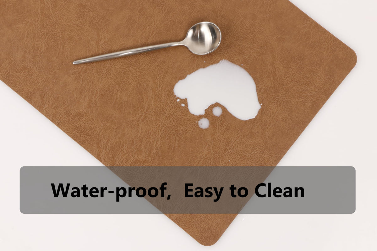 Faux Leather Placemats, PU Table Mats, Waterproof, Stain Resistant, Heat Resistant, Non-Slip Easy to Clean for Kitchen Dining Table,Conference Table