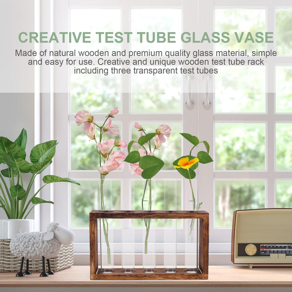 MUCKLILY Glass Test Tube Vase Hydroponic Planter Large Plant Terrarium Container for Home Décor and Water Planting