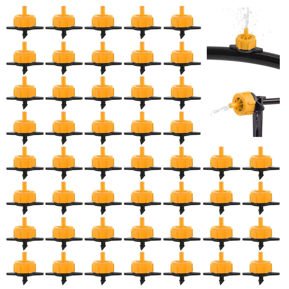 Kalolary 200PCS Drip Irrigation Emitters Drip Emitter for 1/4 Drip Irrigation Tubing Pressure Compensating Dripper Emitters System Drip Tip Constant Flow Drip System Part for Garden Supplies (1/2 GPH)