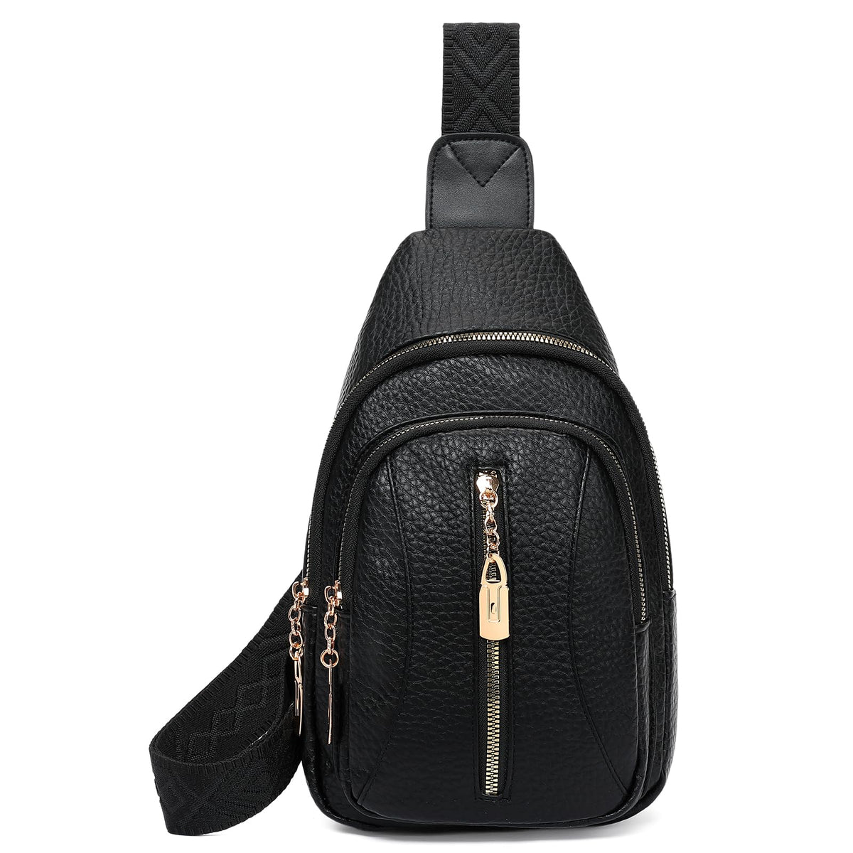 GOIACII Cossbody Bag for Women Sling Bag Anti Theft Travel Purse Fanny Packs Leather Black