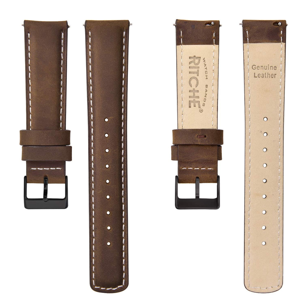 Ritche Quick Release Leather Watch Bands Genuine Watch Straps for Men Women Top Grain Leather, Father's Day gifts