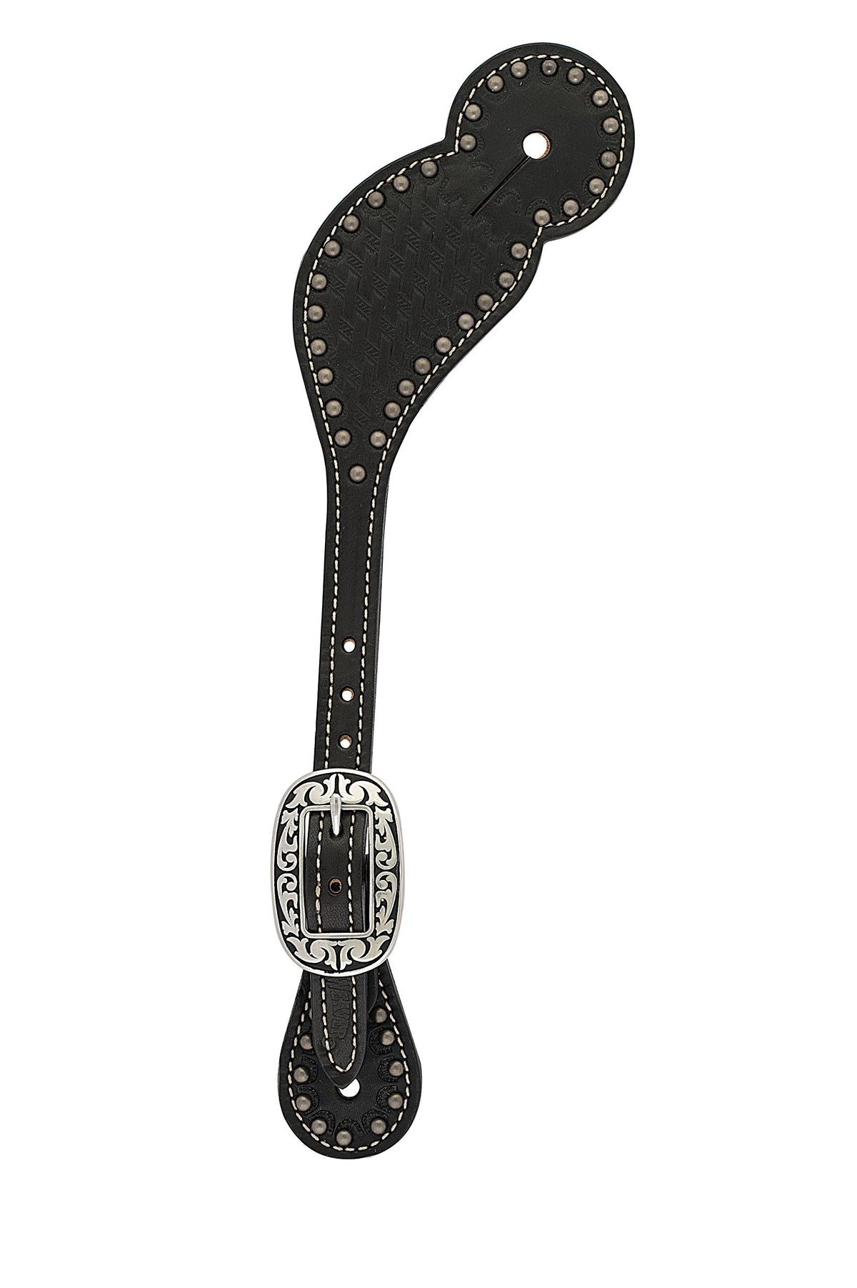 Weaver Leather Basketweave Bridle Leather Spur Straps, Black