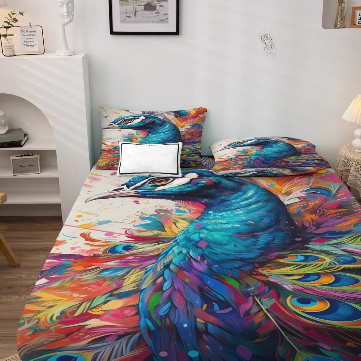 zcwl Queen Sheets Set, Peacock Bed Sheets - Microfiber Bedding Sheets & Pillowcases 4 Piece, Bird Colorful Animal Patterned Sheet Set, 16 Inch Deep Pocket Fitted Sheet, Silky Soft Wrinkle Free