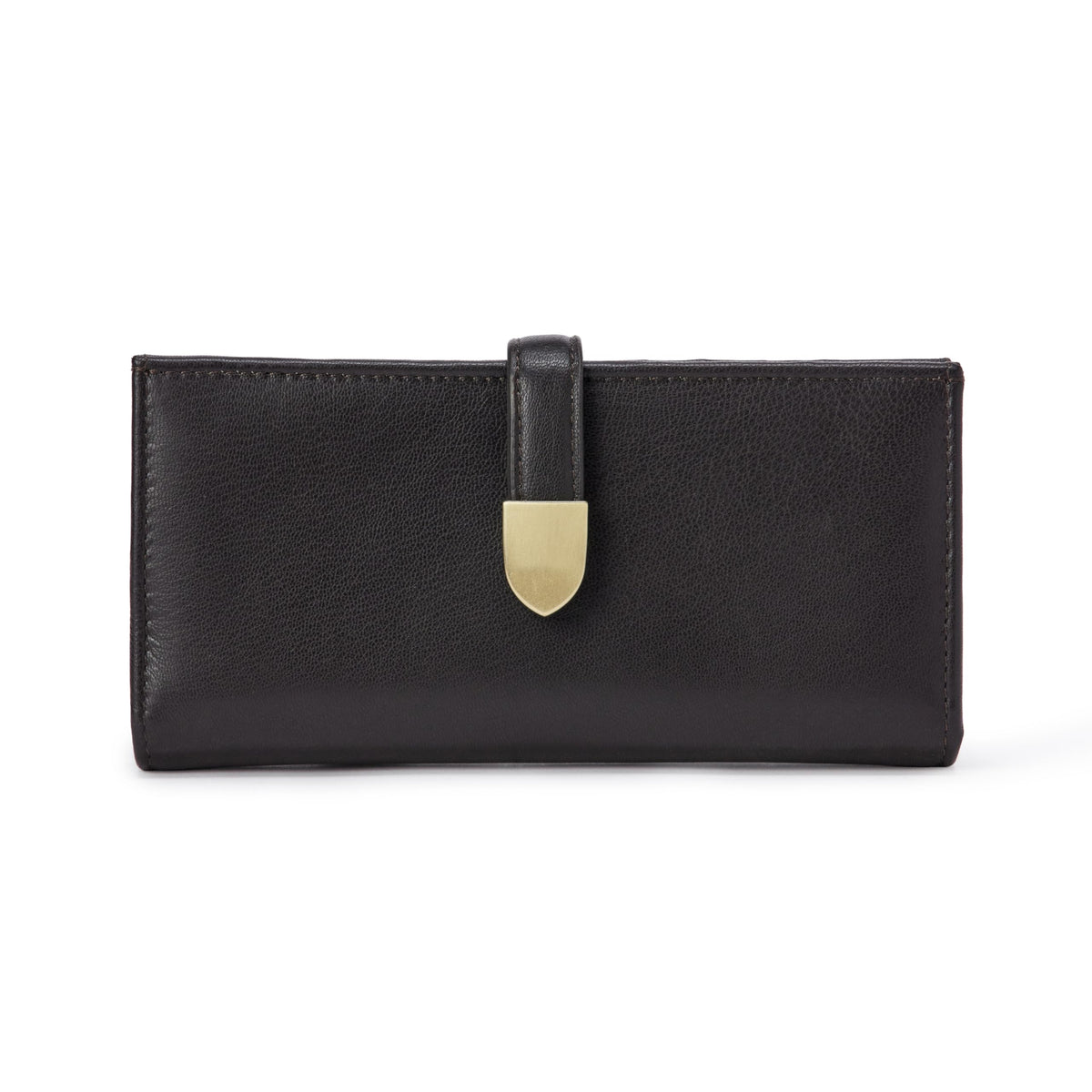 Amazon Essentials Women's Leather Clutch Wallet, Dark Brown, One Size