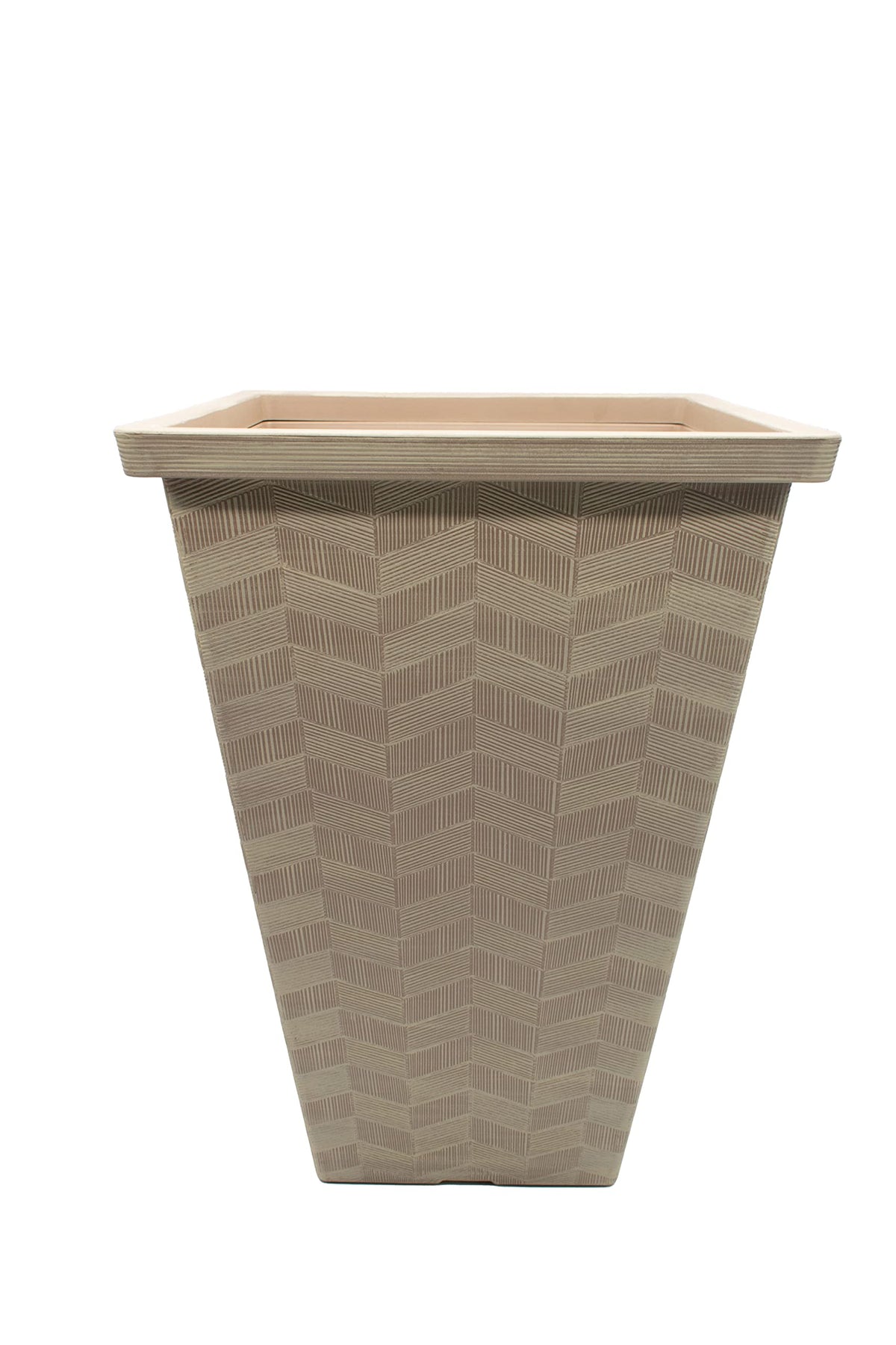 The HC Companies Borden 21" Tall Planter for Outdoor Plants - Lightweight Plastic Plant Pot with Drainage Hole and Plugs for Front Porch, Deck, Patio and Home, Maple