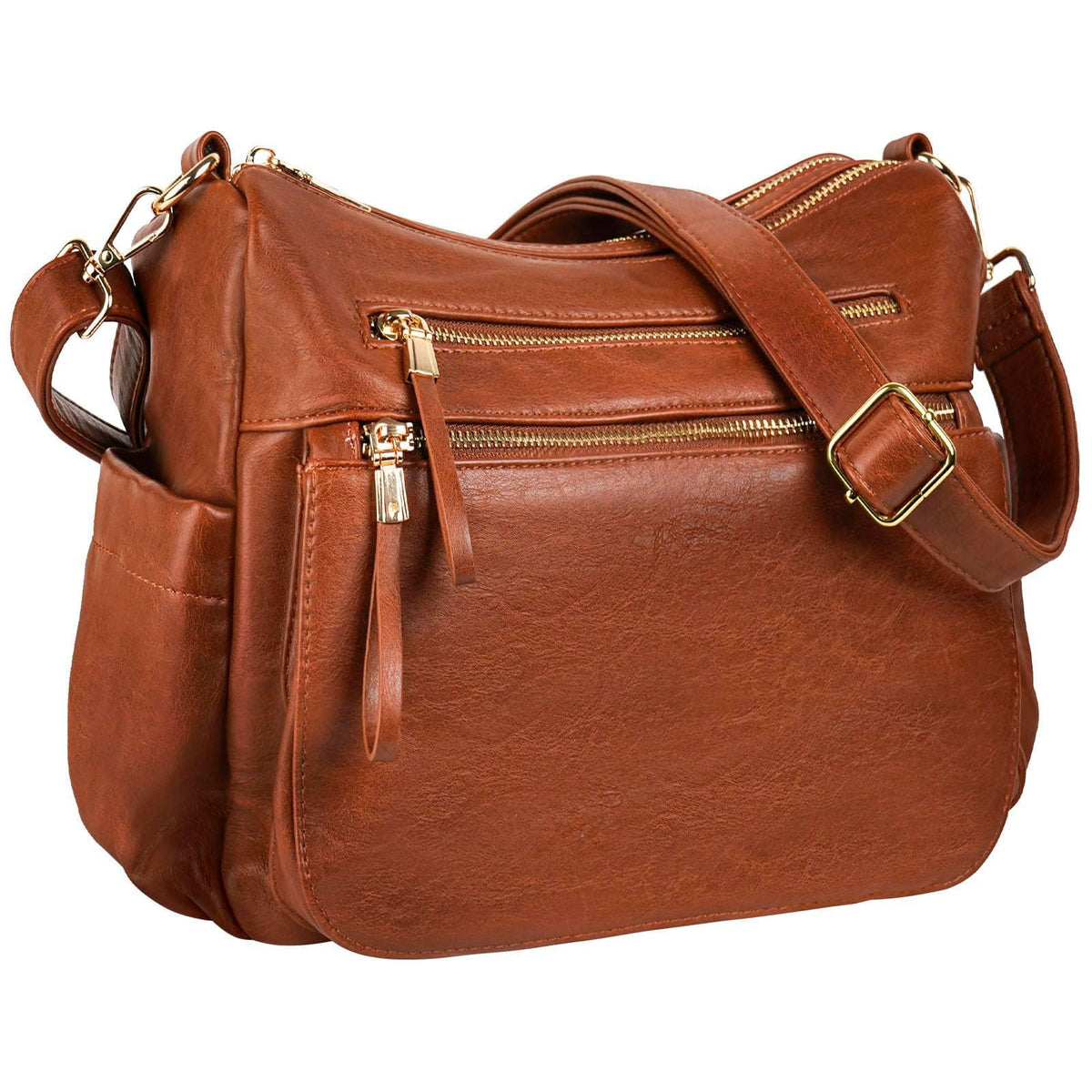 KOGTLA Medium Crossbody Purses for Women, Ladies Roomy Shoulder Bags, Multi Pockets Hobo Handbags Brown