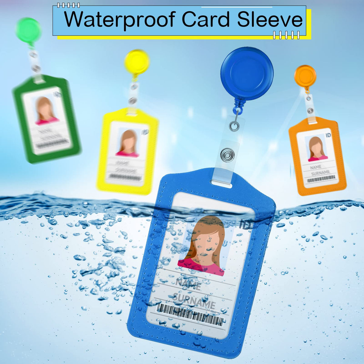 60 Sets Retractable Badge Reels, PU Leather Name Badge Holder, Multicolor ID Holder Key Card Holder Vertical ID Badge with Reel Clip for Office Business Worker Teachers Students Nurses Doctor