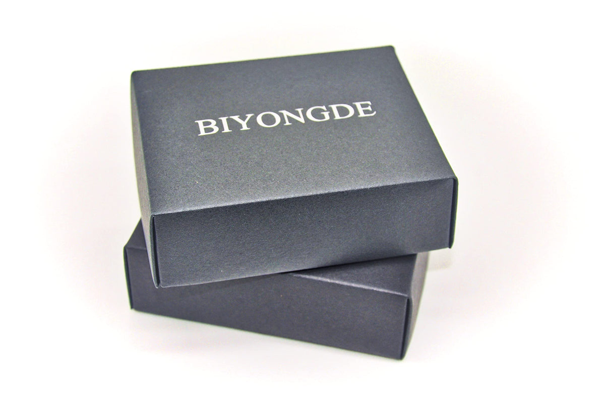 BIYONGDE Handmade Black Braided Leather Bracelet, Black Stainless Steel Clasp, Mens Cool Classic Stylish