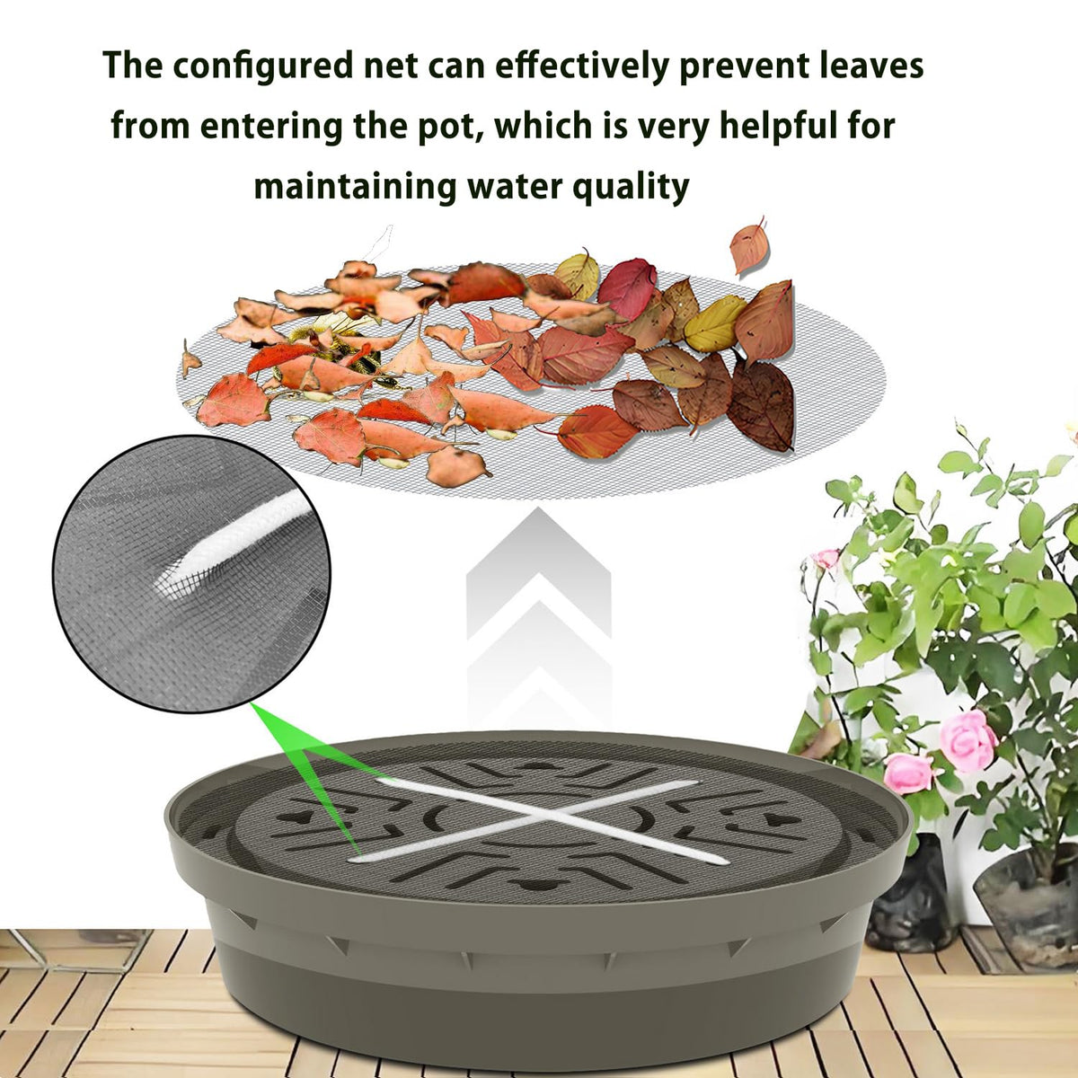 Molgoc Self-Watering Base with Visible Water Level,5-Pack,Keeps Leaves and Flying Insects Out,Maintains Water Quality, Brown.(Without Wheels).