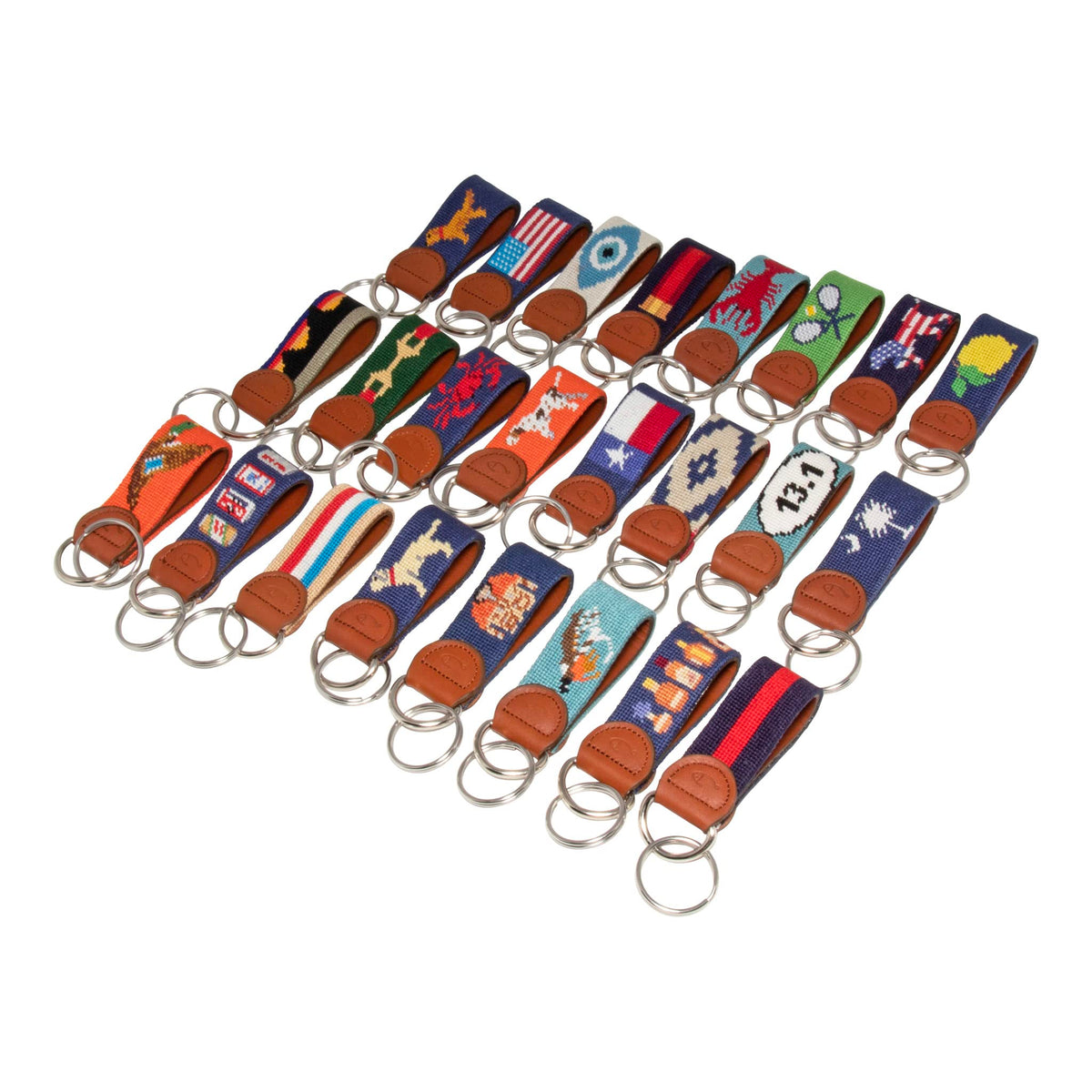 Huck Venture American Flag Needlepoint Key Fob & Keychain (American Flag)
