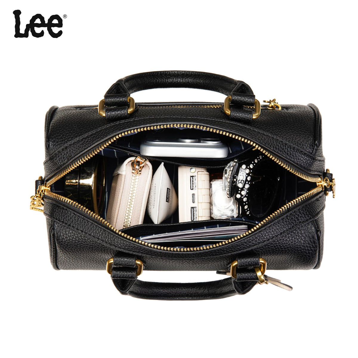 Lee Satchel Purses for Women, Small Top Handle Handbag, Convertible Crossbody Satchel with Detachable Shoulder Strap for Casual Use, LEE70-001BK