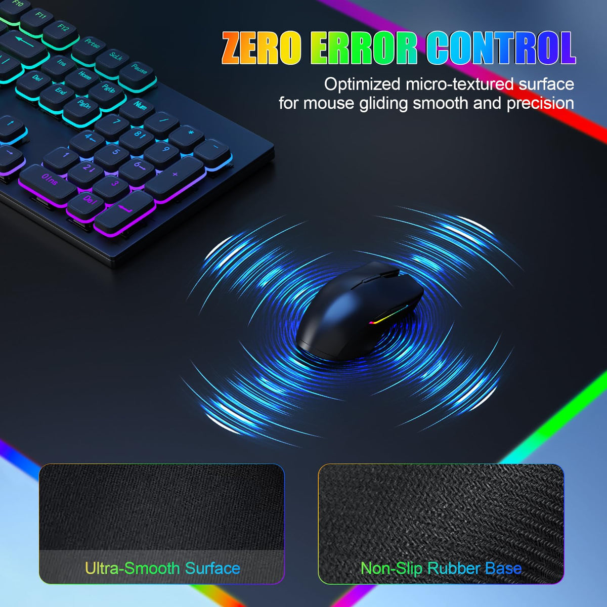 RGB Mouse Pad with Foldable Phone Stand Wireless Charger, 31.5"x11.8" XL Gaming Mousepad Large Desk Mat, Desk Pad with 11 Colors 5 Modes, Waterproof (Black with PD Adapter)