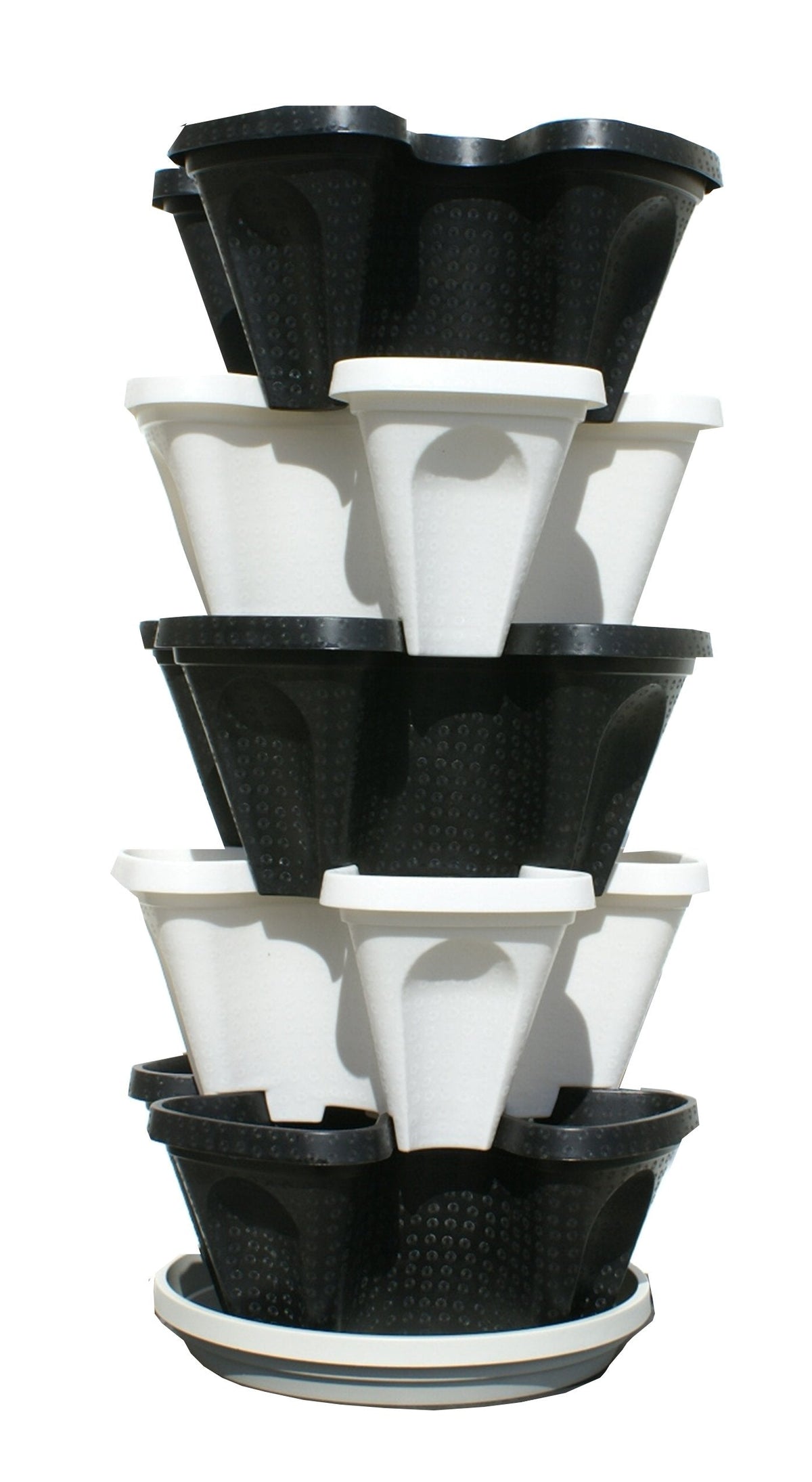 5 Tier Black & Grey Stackable Strawberry Garden - Vertical Gardening Planter Set